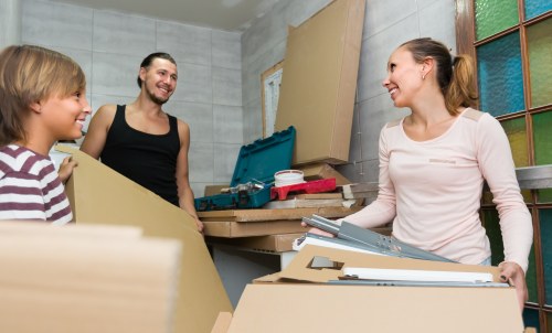 Commercial moving team preparing equipment for a Kennington business relocation