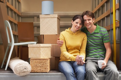 Packed furniture and boxes ready for a house move in Kennington