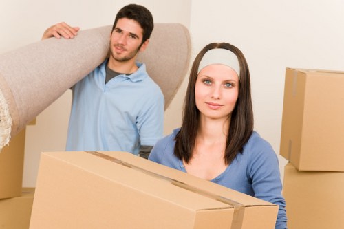 Packed boxes and furniture ready for a Kennington home move