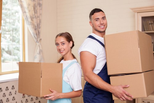 Packed boxes and household items prepared for transport